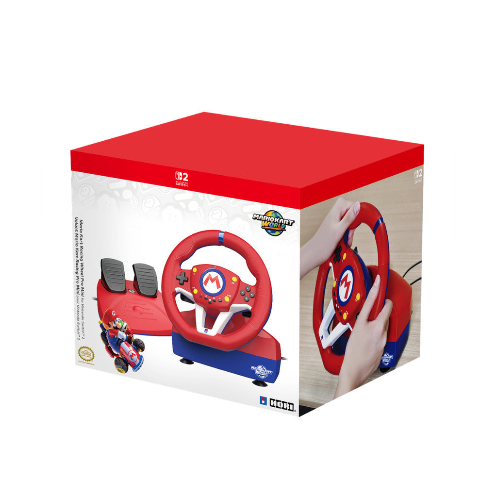 HORI พวงมาลัย อุปกรณ์เสริมเกม MARIO KART RACING WHEEL PRO MINI พื้นผิวกันลื่น แป้นเหยียบ สำหรับแข่งขัน