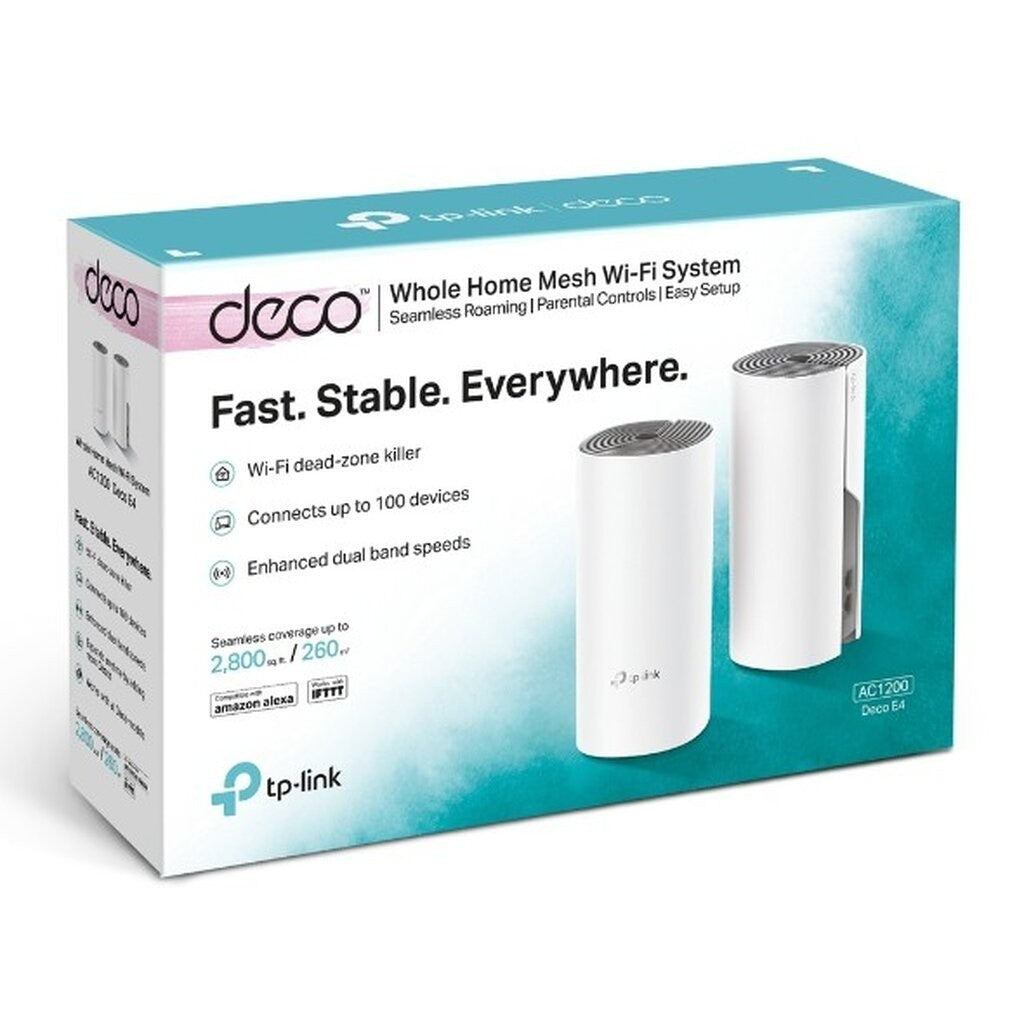 TP-LINK DECO E4 (2-PACK) AC1200 WHOLE HOME MESH WI-FI SYSTEM 2X 10/100 MBPS PORST