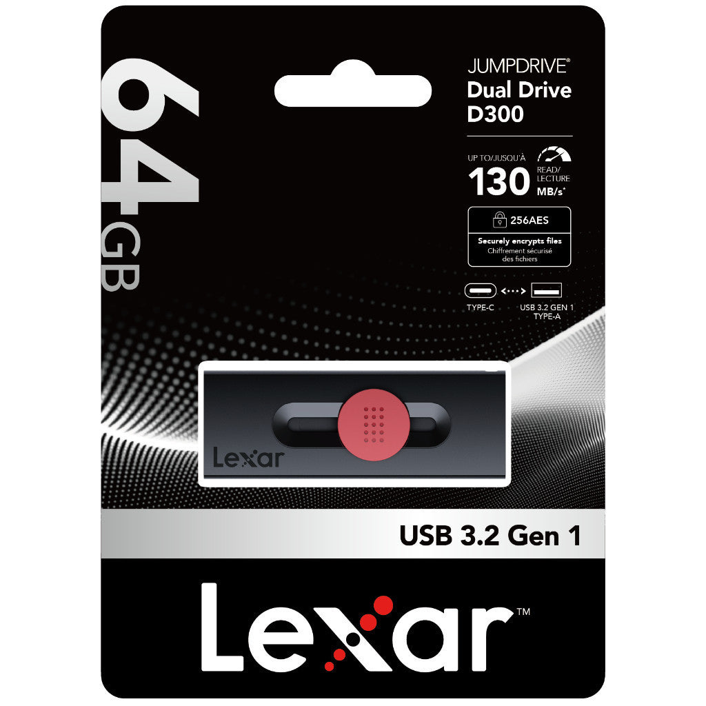 Flash Drive แฟลชไดร์ฟทูอินวัน Lexar D300 USB 3.2 TYPE-A/C รับประกัน 5 ปี