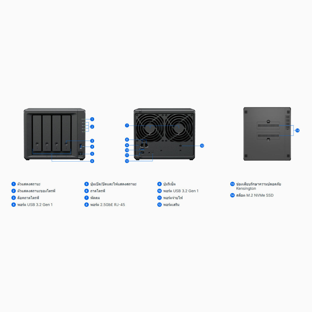 SYNOLOGY DiskStation (อุปกรณ์จัดเก็บข้อมูลบนเครือข่าย) DS925neo+ 4Bay AMD Ryzen V1500B W. 3 Y.