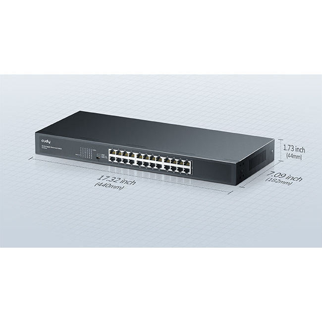 CUDY GS1024L 24-Port Gigabit Metal Switch ตัวเครื่องโลหะ พร้อมชุดติดตั้งแร็ก