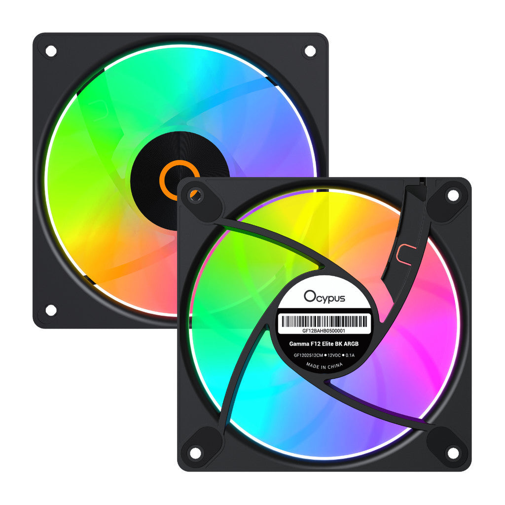 OCYPUS CPU AIR COOLER (พัดลมซีพียู) Gamma F12 Elite ARGB 3 IN 1 Black/White ประกัน 2 ปี