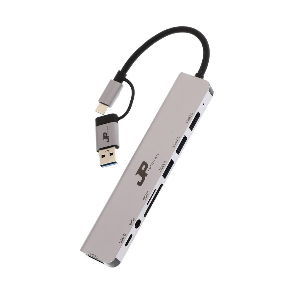 JP AUTOMATE HUB 8 in1 Dual USB-C+USB  to USB3.0x1+USB2.0x3+USB-C Data (JP81Dual) รับประกัน 2 ปี