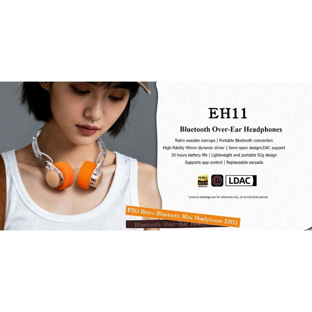 FiiO EH11 หูฟังแบบครอบหูไร้สาย เชื่อมต่อบลูทูธ 6.0 ไดรเวอร์ 40mm รองรับ LDAC ประกัน 1 ปี