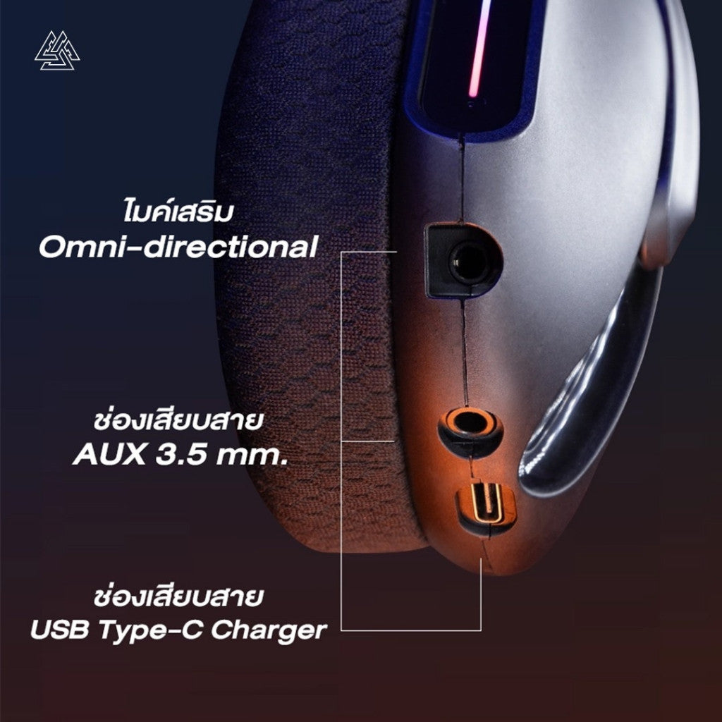 EGA TYPE H16 GAMING HEADSET หูฟังเกมมิ่งไร้สาย BT, WIRELESS, AUX 3.5 มีไฟ RGB ประกัน 2ปี