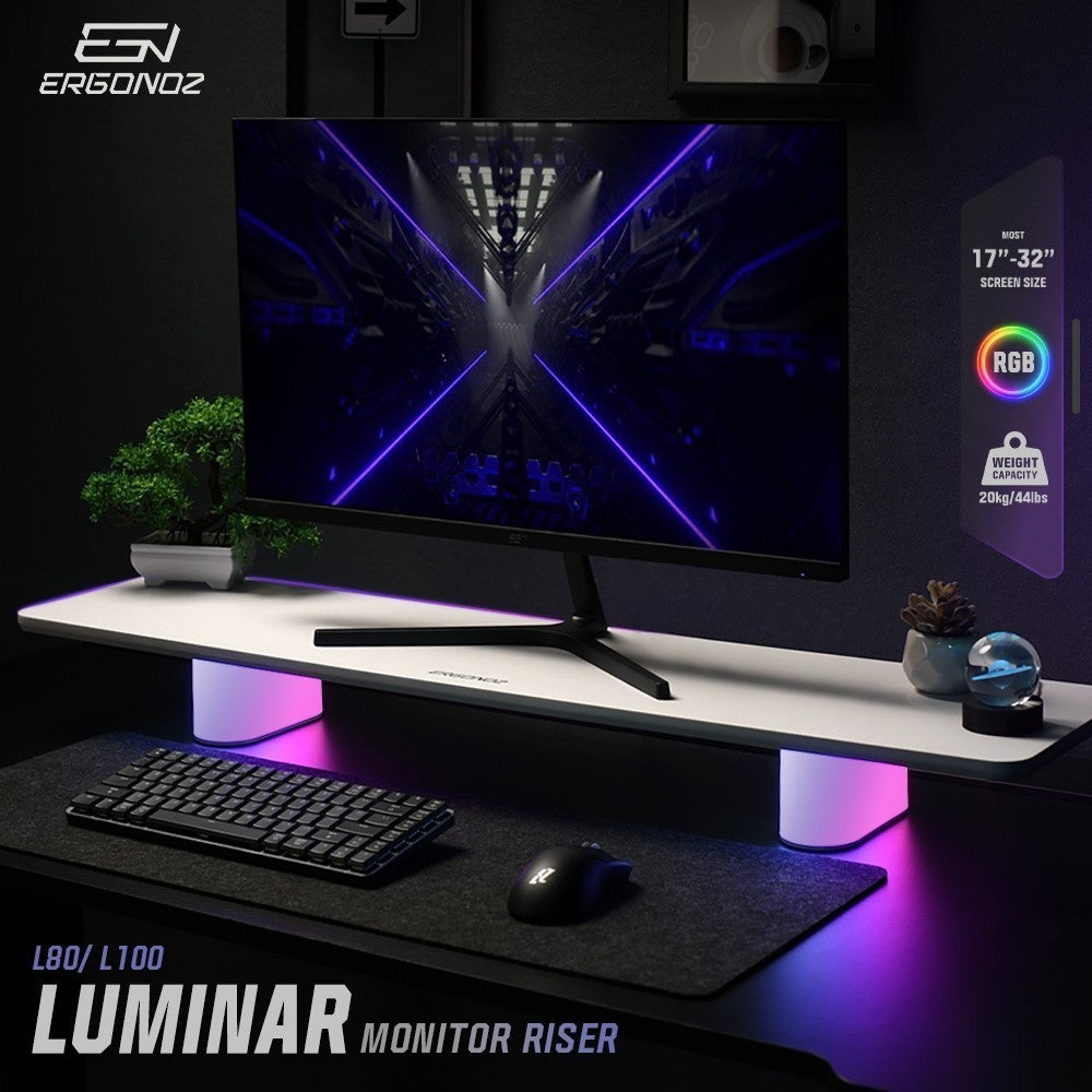ERGONOZ LUMINAR-100-W ชั้นวางจอคอม แท่นวาง Monitor มีไฟ RGB รับประกัน 1 ปี
