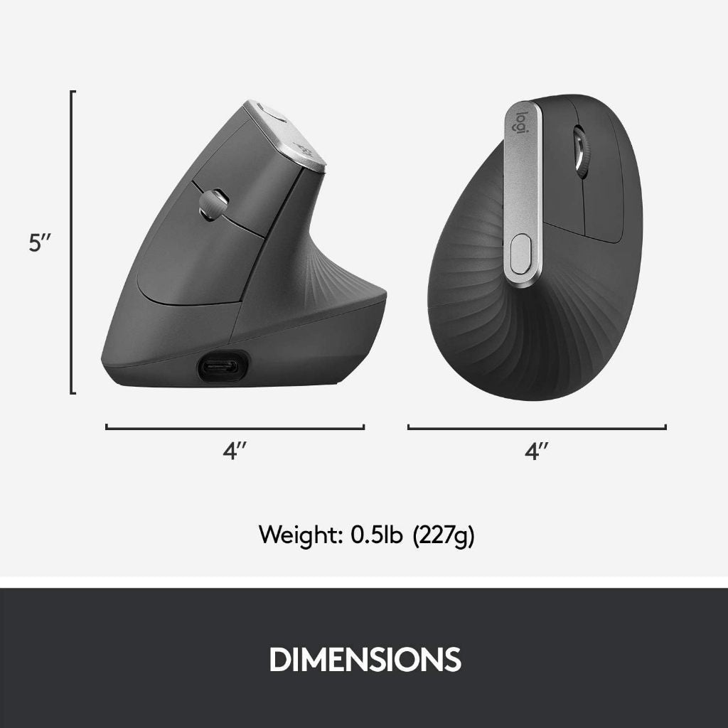 LOGITECH MX Vertical Ergonomic Wireless Mouse 4000DPI / BLUETOOTH / RECEPTOR USB