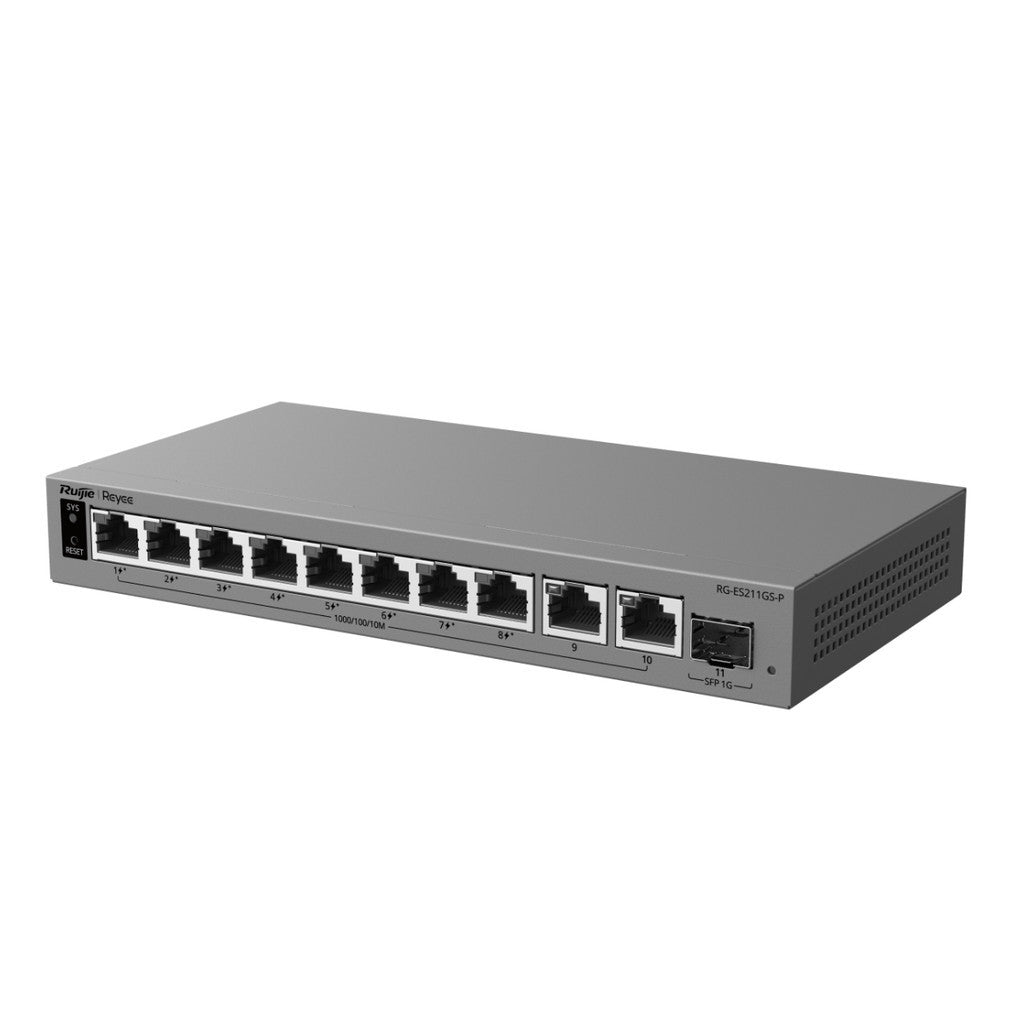 Ruijie RG-ES211GS-P สวิตซ์ PoE ความเร็วระดับกิกะบิต เหมาะกับระบบ CCTV, IP Camera จัดการง่ายผ่านคลาวด์
