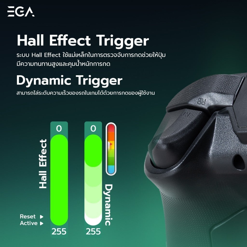EGA Type J3 Hall Effect Gaming Controller จอยสติ๊ก จอยเล่นเกมไร้สาย ใช้งานง่าย