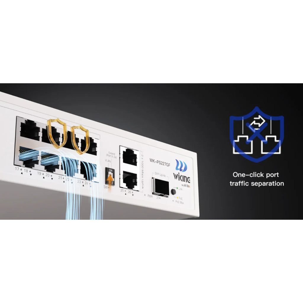 Wiking WK-PS227GF POE Switch 24 Port Gigabit สวิตช์ PoE  รับประกัน 3 ปี สำหรับกล้องวงจรปิด CCTV