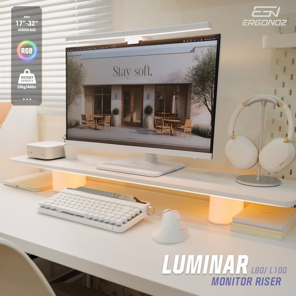 ERGONOZ LUMINAR-100-W ชั้นวางจอคอม แท่นวาง Monitor มีไฟ RGB รับประกัน 1 ปี