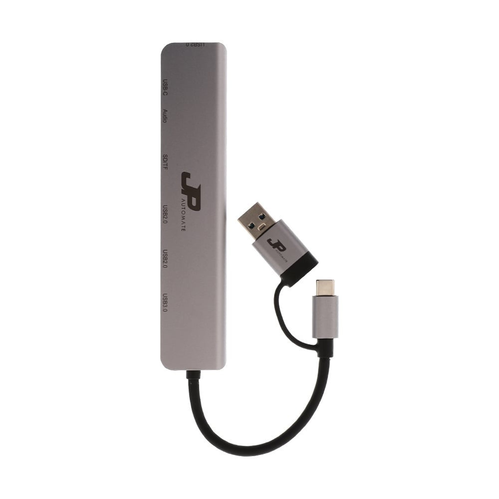 JP AUTOMATE HUB 8 in1 Dual USB-C+USB  to USB3.0x1+USB2.0x3+USB-C Data (JP81Dual) รับประกัน 2 ปี