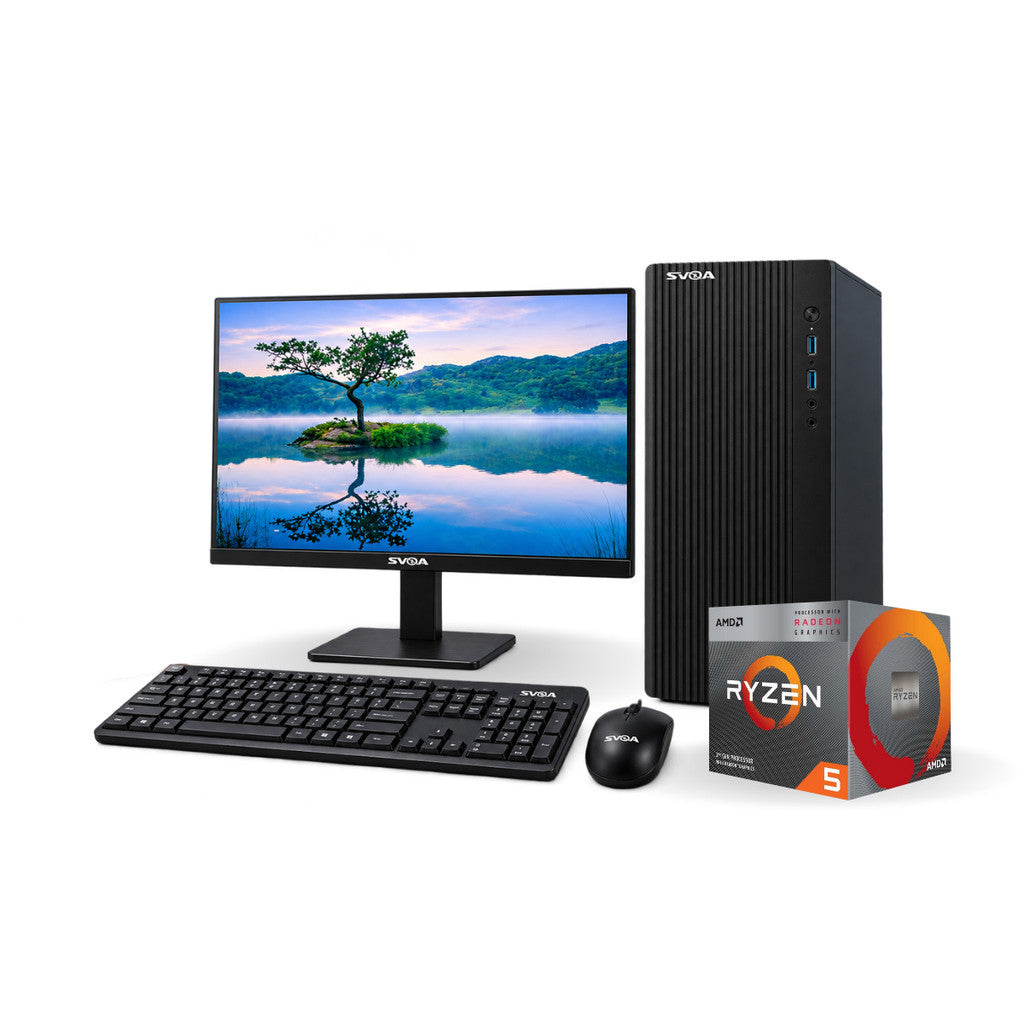 SVOA Computer Set (คอมพิวเตอร์ตั้งโต๊ะ+จอ) AMD RYZEN5 3400G Onboard 8GB DDR4,256GB SSD SATA W.3 Y.