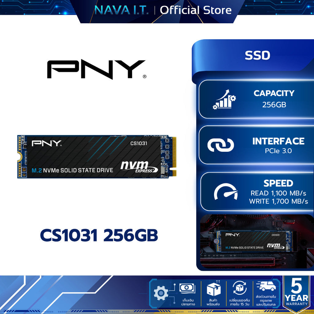PNY SSD (เอสเอสดี) CS1031 256GB PCIe 3.0 (M280CS1031-256-CL) WARRANTY 5 YEARS