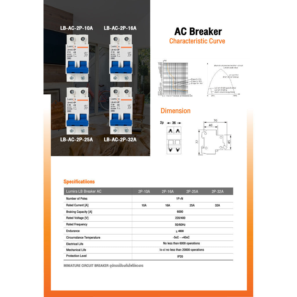 LUMIRA BREAKER AC 2P 10A 16A 25A 32A