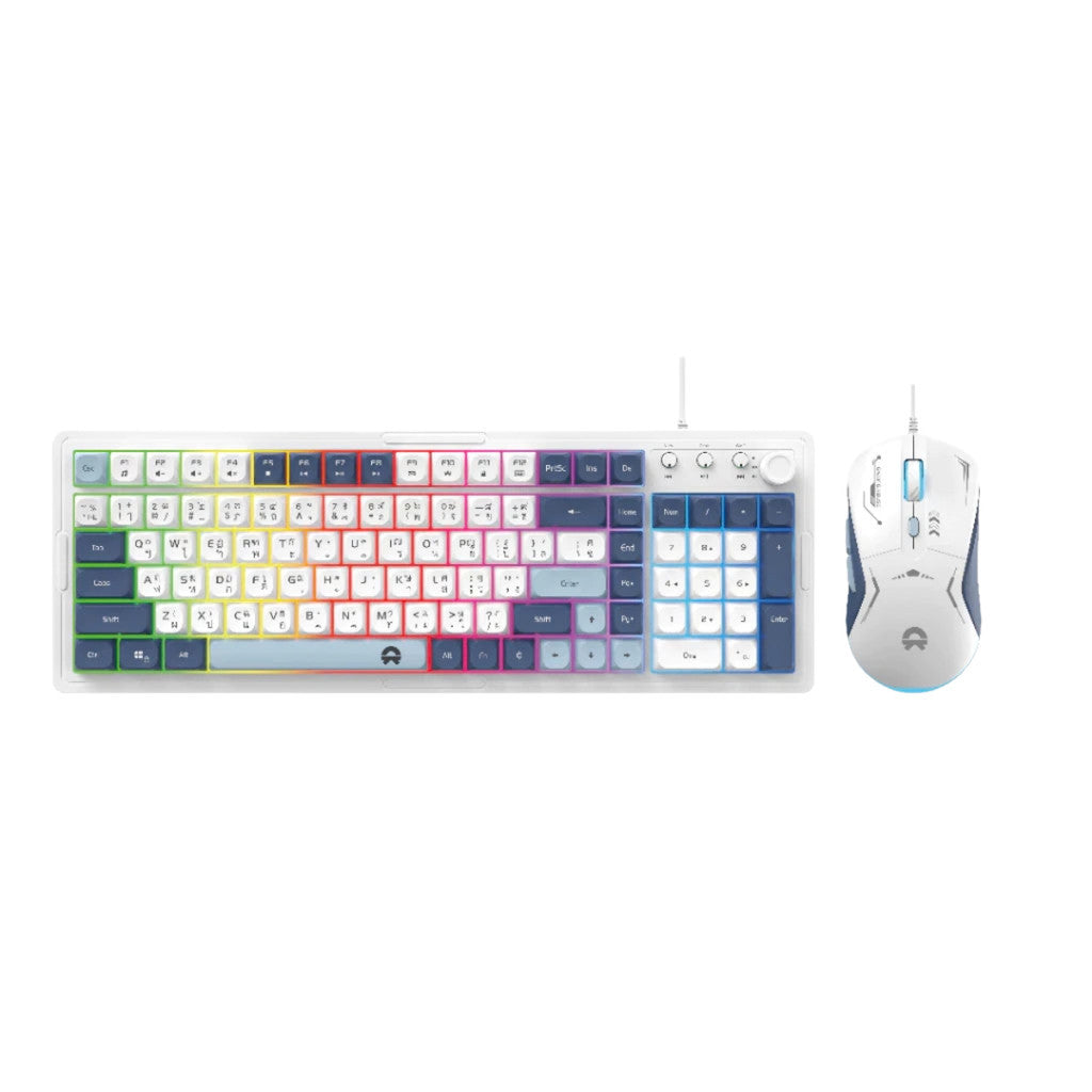 OKER ชุดเซ็ทคีย์บอร์ด+เมาส์เกมมิ่ง รุ่น KM-908 มีไฟ RAINBOW BACKLIGHT หัวเสียบ USB