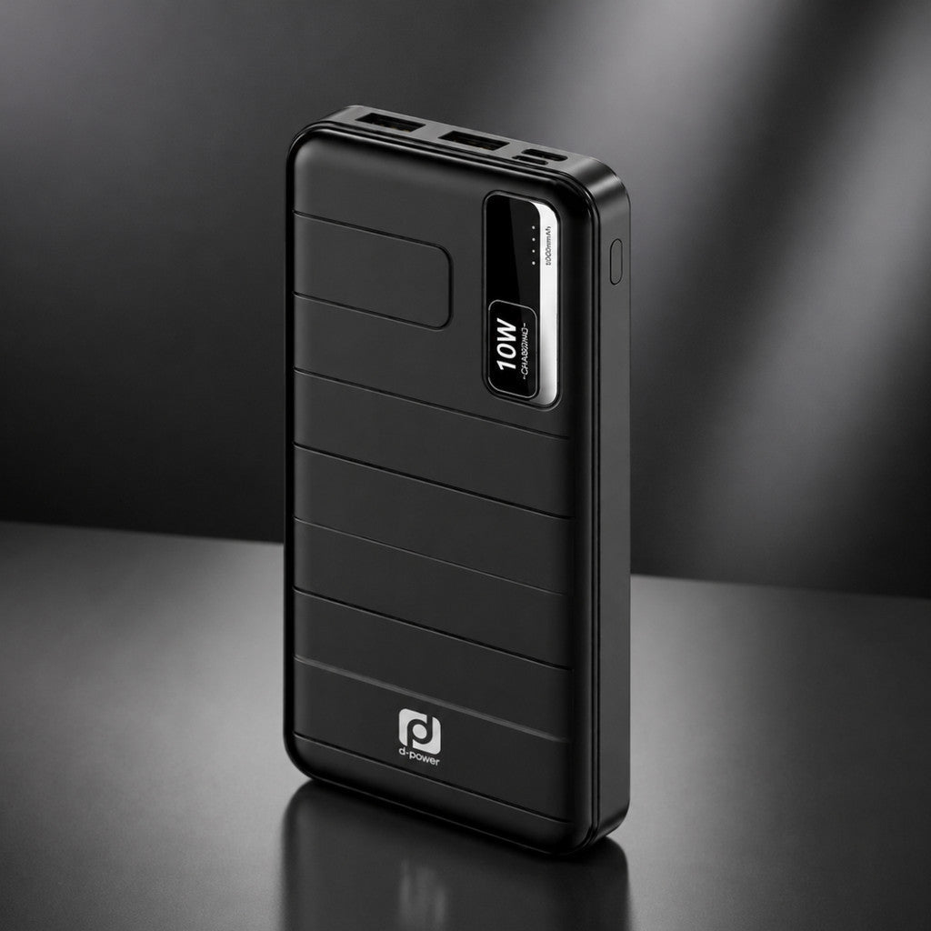 D-POWER รุ่น M12 POWERBANK พาวเวอร์เเบงค์ ความจุ 10,000mAh ดีไซน์บาง น้ำหนักเบา พกพาสะดวก USB-A 2 ช่อง