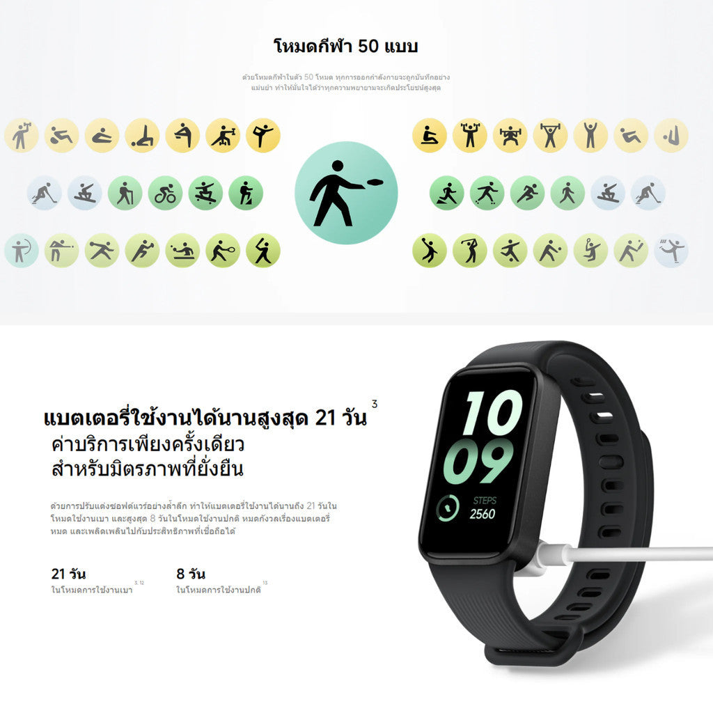 XIAOMI SMART BAND 11 ACTIVE SMARTWATCH สมาร์ทวอทช์ ติดตามสุขภาพตลอดวัน | แบตอเตอรี่ใช้งานได้นานสูงสุด 21 วัน