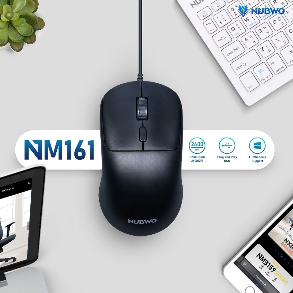 NUBWO NM161 Optical Mouse เม้าส์แบบมีสาย (BLACK) สินค้ารับประกัน 1 ปี