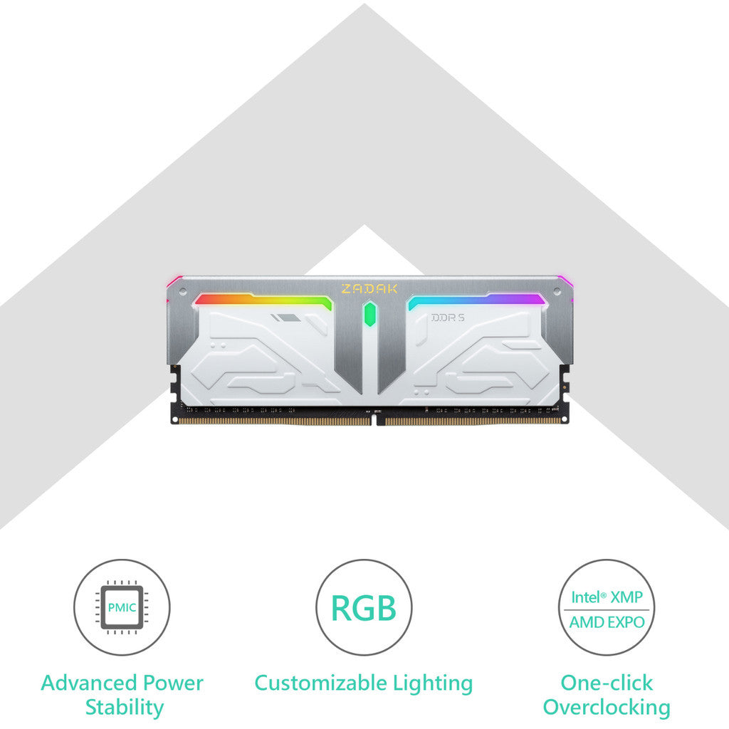 ZADAK RAM (แรม) SPARK 32GB(16GBx2) DDR5 5600MHz-6400MHz DIMM RGB WHITE AURA2 WARRANTY 3 YEARS