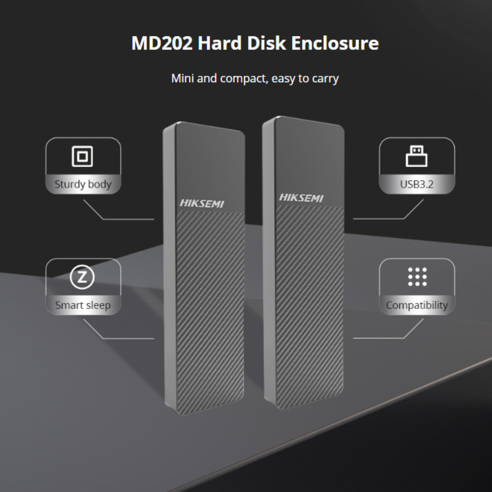 HIKSEMI ENCLOSURE (กล่องใส่เอสเอสดี) MD202 USB 3.2 & Type-C (GREY) (HS- HUB-MD202) WARRANTY 1 YEAR