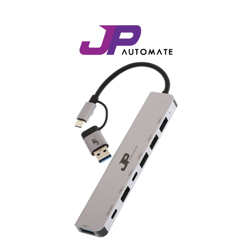 JP AUTOMATE HUB (ฮับ) 7 in1 Dual USB-C+USB  to USB3.0+USB2.0+USB-C Data (JP71Dual) รับประกัน 2 ปี
