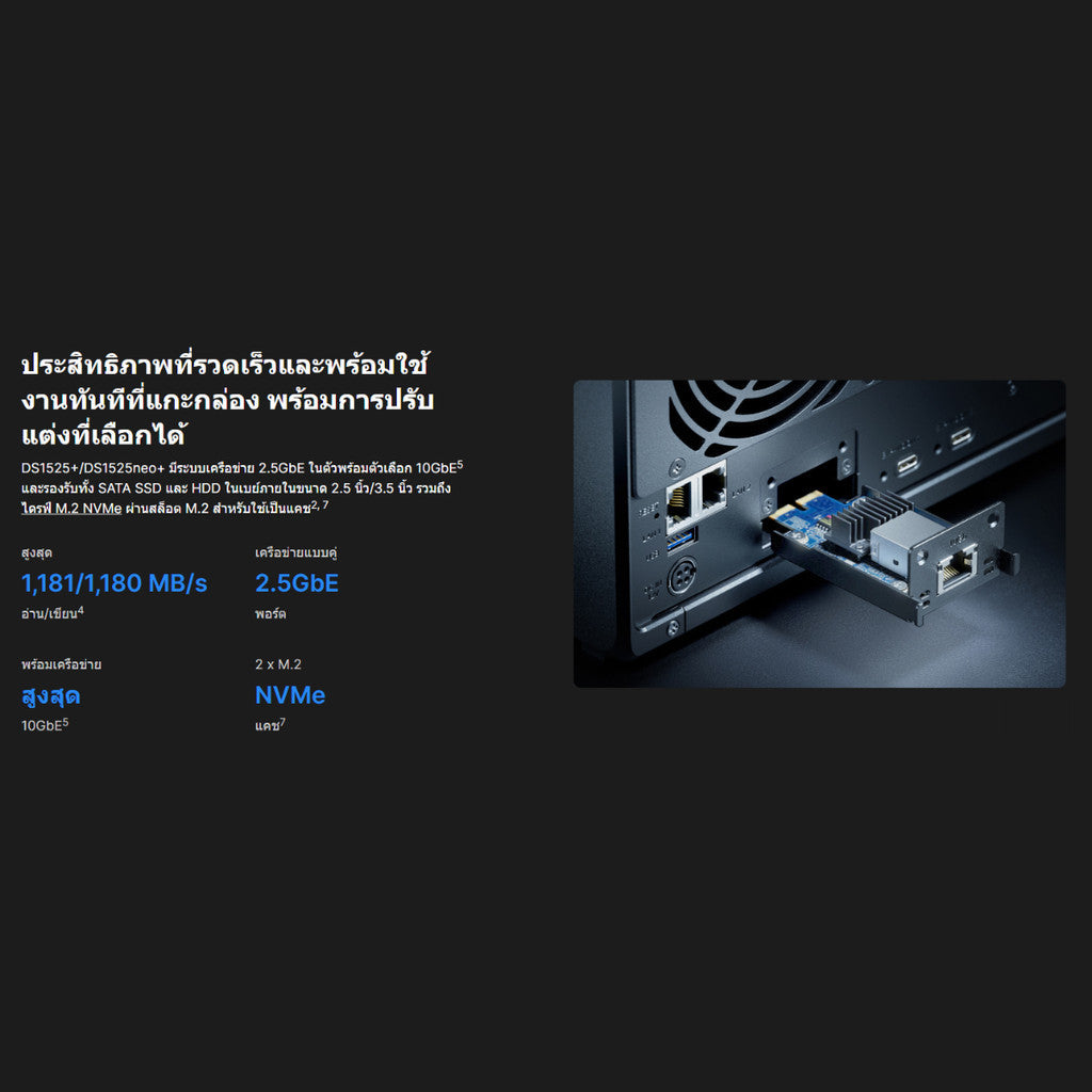 SYNOLOGY DISKSTATION DS1525NEO+ (อุปกรณ์จัดเก็บข้อมูลบนเครือข่าย) 5 Bays AMD Ryzen V1500B W. 3 Y.