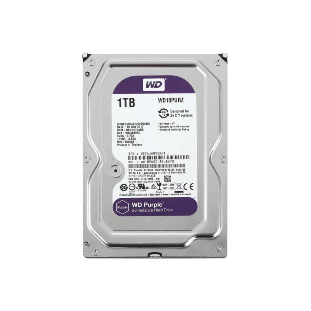 WD HDD (ฮาร์ดดิสก์) WD PURPLE 1TB SATA 5400RPM (WD10PURZ) WARRANTY 3 YEARS