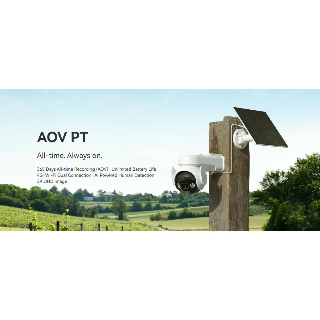 IMOU CELL AOV PT 3K + SOLAR 5W มีการบันทึกตลอดเวลา 365 วัน การเชื่อมต่อได้แบบคู่ 4G และ Wi-Fi