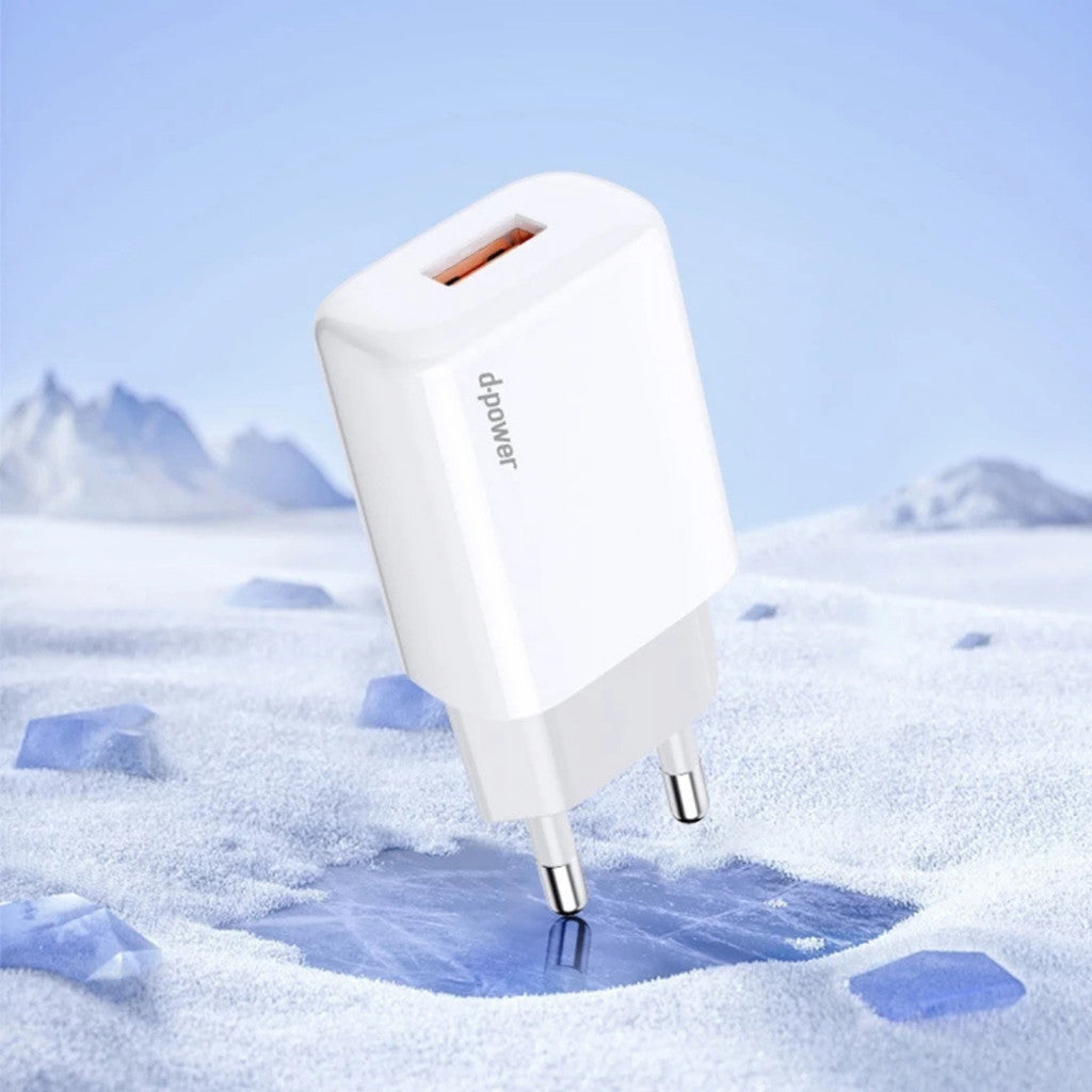 D-POWER รุ่น AU-50 หัวชาร์จ Adapter อะแดปเตอร์ขากลม 2.4A(12W) ระบบจ่ายไฟอัจฉริยะ Smart charging