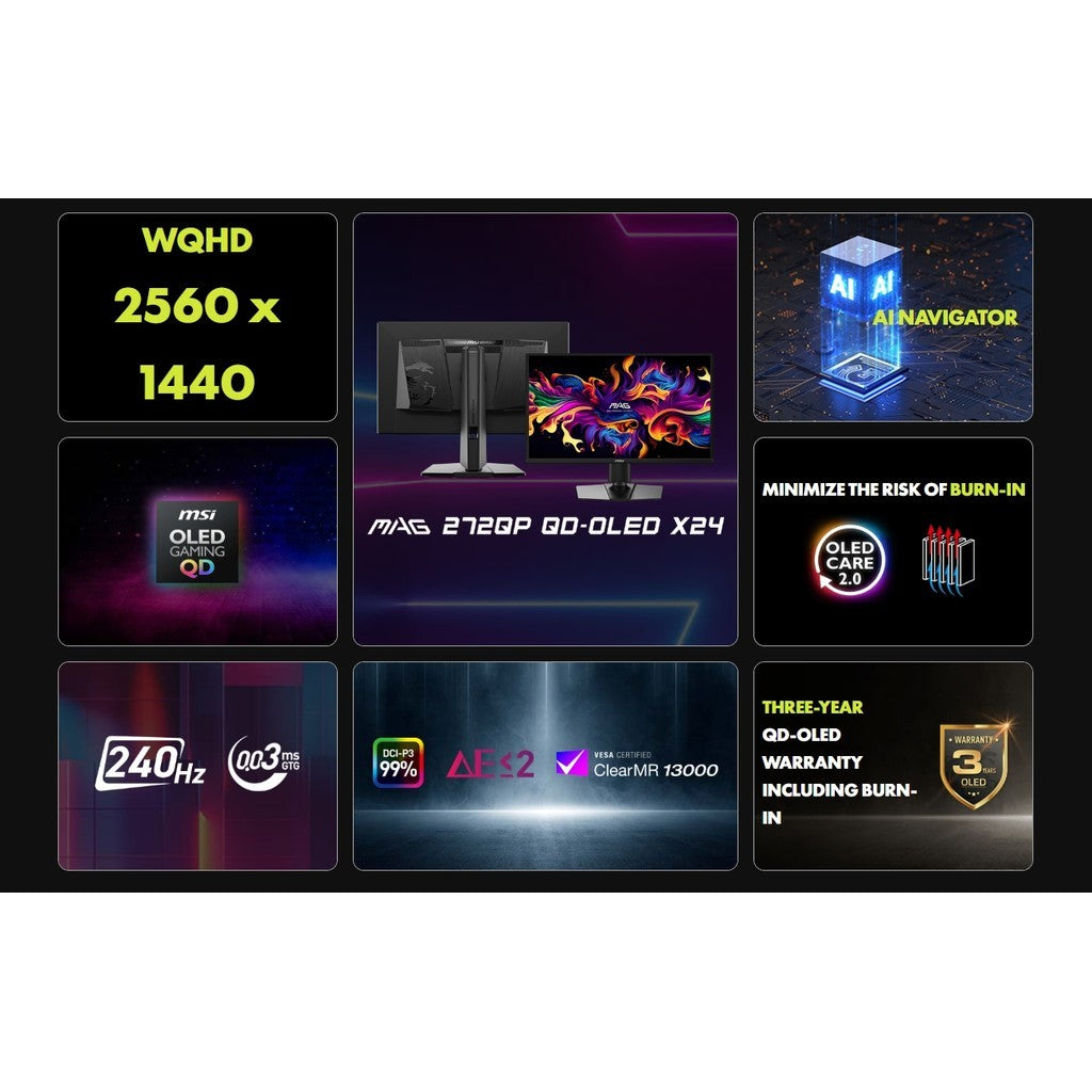 MSI Gaming Monitor MAG MSI MAG 272QP QD-OLED X24 27