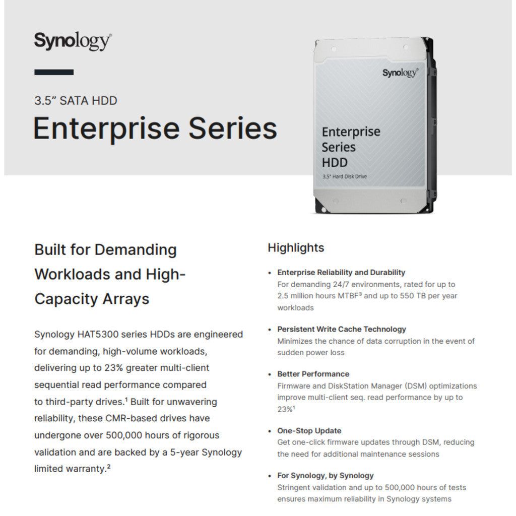 SYNOLOGY SATA HDD ENTERPRICE ความจุ 4TB 3.5 7200RPM (SNG-HAT5320-4T) รับประกัน 5 ปี