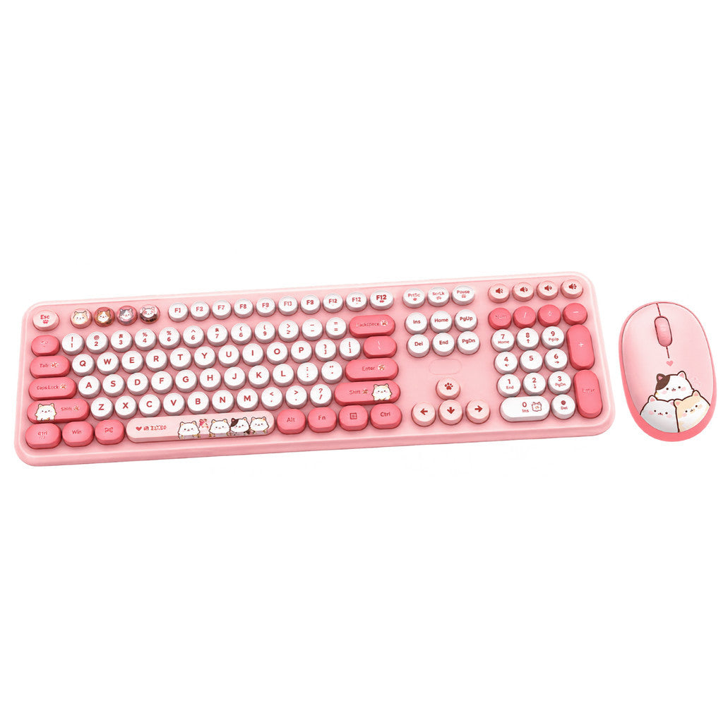 MOFii Silly Cat Full Size Wireless Keyboard - Mouse Combo (Pink)  คีย์บอร์ด + เมาส์ไร้สาย