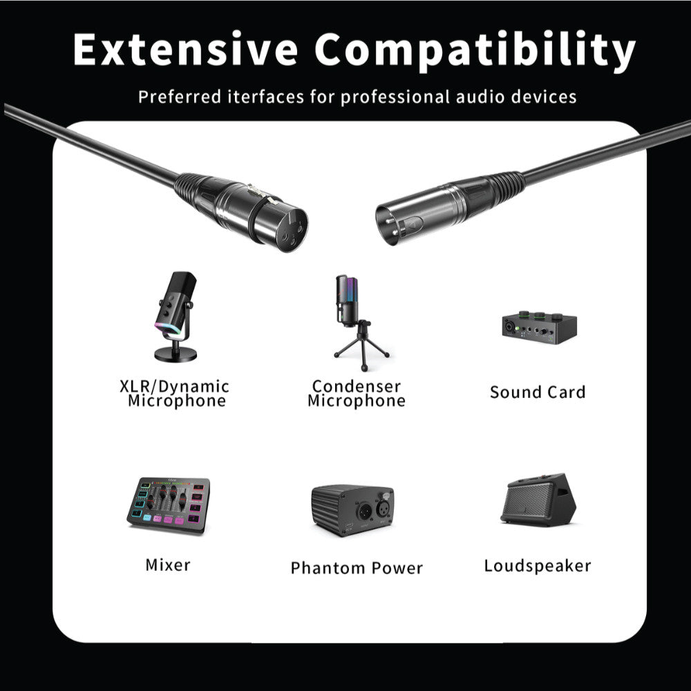 FIFINE L9C XLR Cable with 10 Feet Length สายไมโครโฟน สามารถใช้ได้กับช่องเสียบ XLR interface และ Sound card