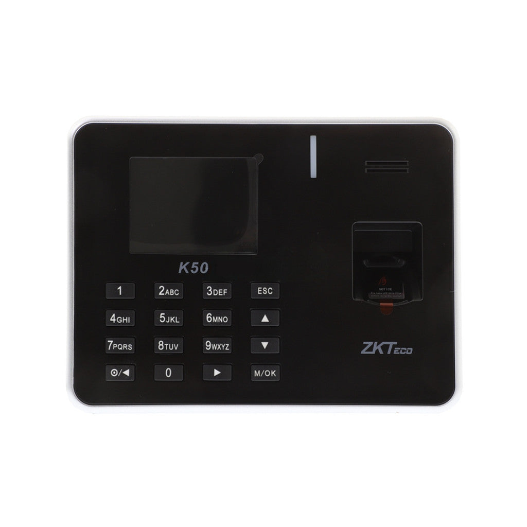 ZKTeco K50 เครื่องสแกนลายนิ้วมือบันทึกเวลาทำงาน จอสี TFT 2.8