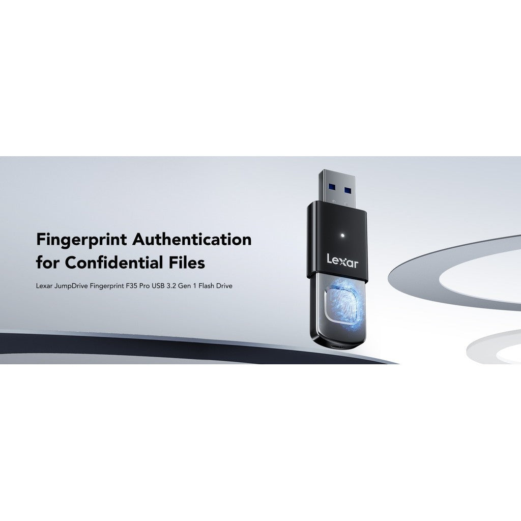 Lexar JumpDrive F35P แฟลชไดร์ฟ Fingerprint USB 3.2 Gen 1 64GB/128GB รับประกัน 3 ปี