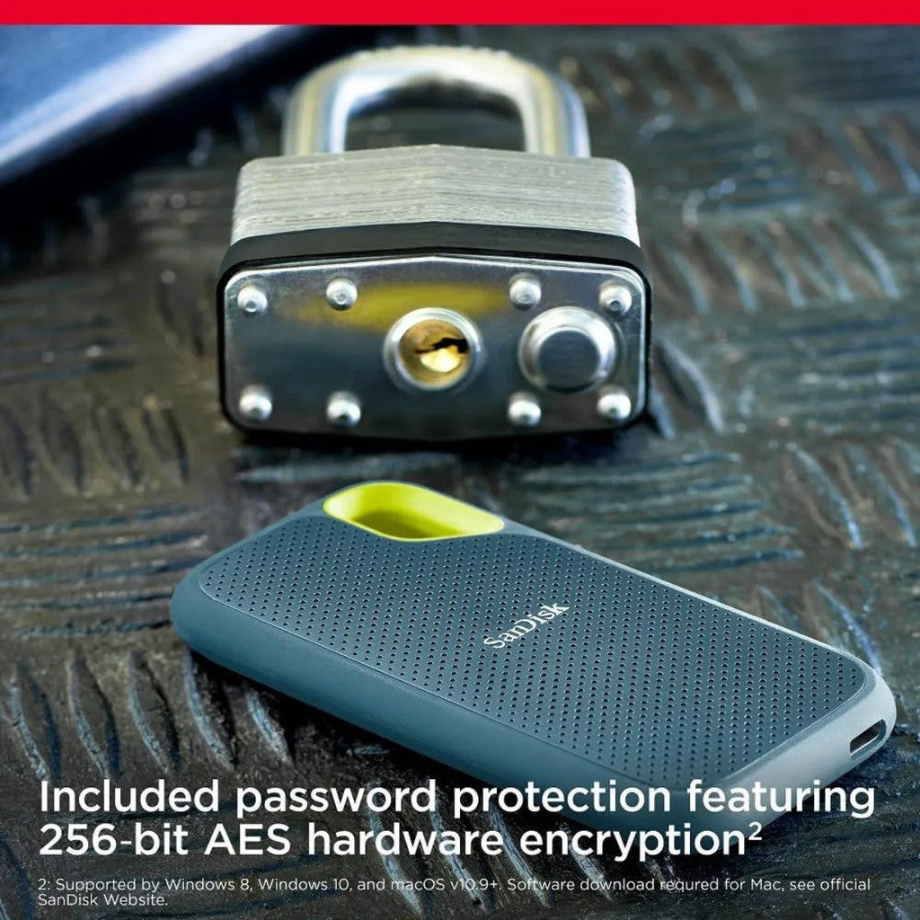 SANDISK PORTABLE SSD (เอสเอสดีพกพา) EXTREME 1TB USB 3.2 Gen 2 (SKY BLUE) (SDSSDE61-1T00-G25B) W 5 Y.