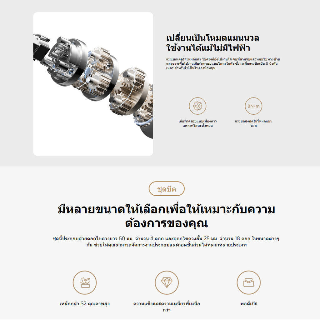 XIAOMI MIJIA TOOL KIT ชุดเครื่องมืออเนกประสงค์ แบตเตอรี่ความจุสูง  2,000mAh ขันสกรูได้ประมาณ 600 ตัว ต่อการชาร์จ 1 ครั้ง