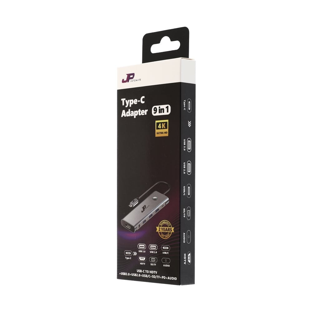 JP AUTOMATE Converter 9 in1 Type-C+HDMI 4K 60hz (JP91CH14K) รับประกัน 2 ปี