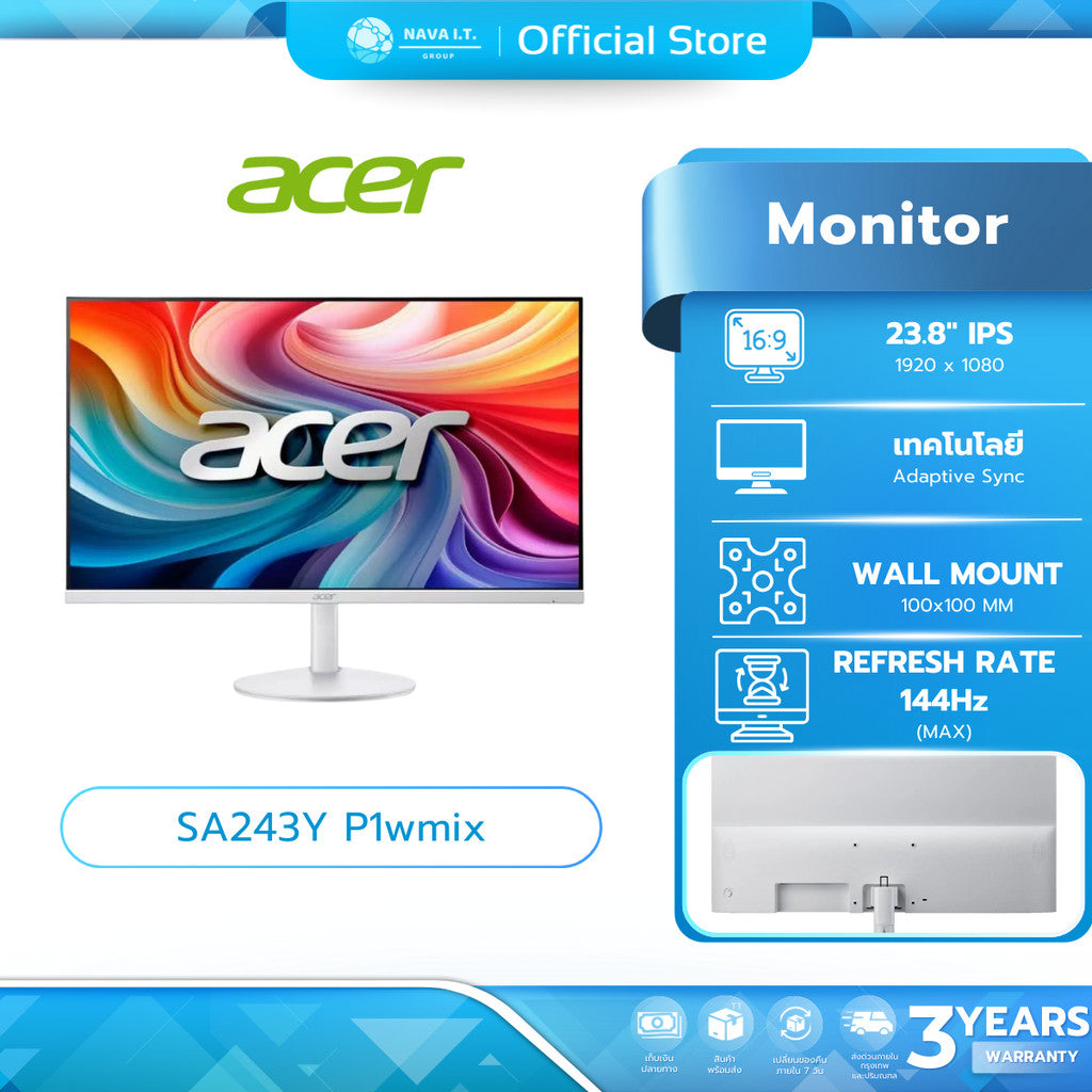 ACER Monitor (จอมอนิเตอร์) SA243Y P1wmix 23.8