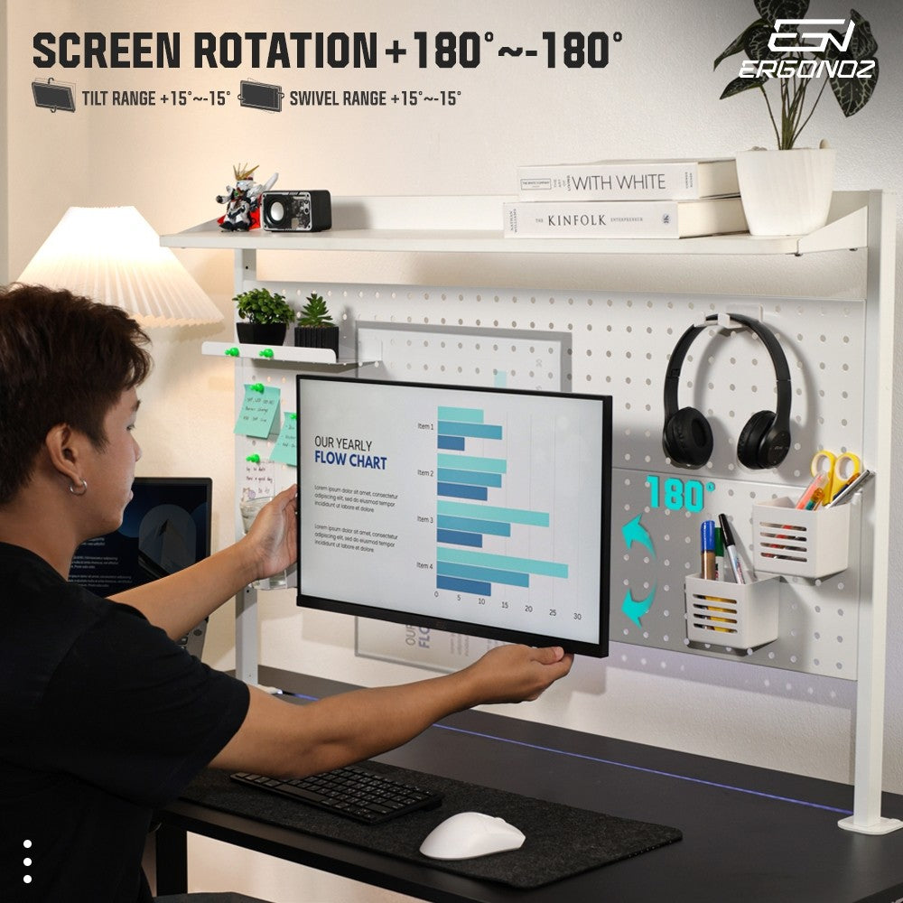 ERGONOZ ชั้นวางของติดโต๊ะ PANEL02 PEGBOARD DIY ขนาด 120 และ 140 cm. รับประกัน 1 ปี