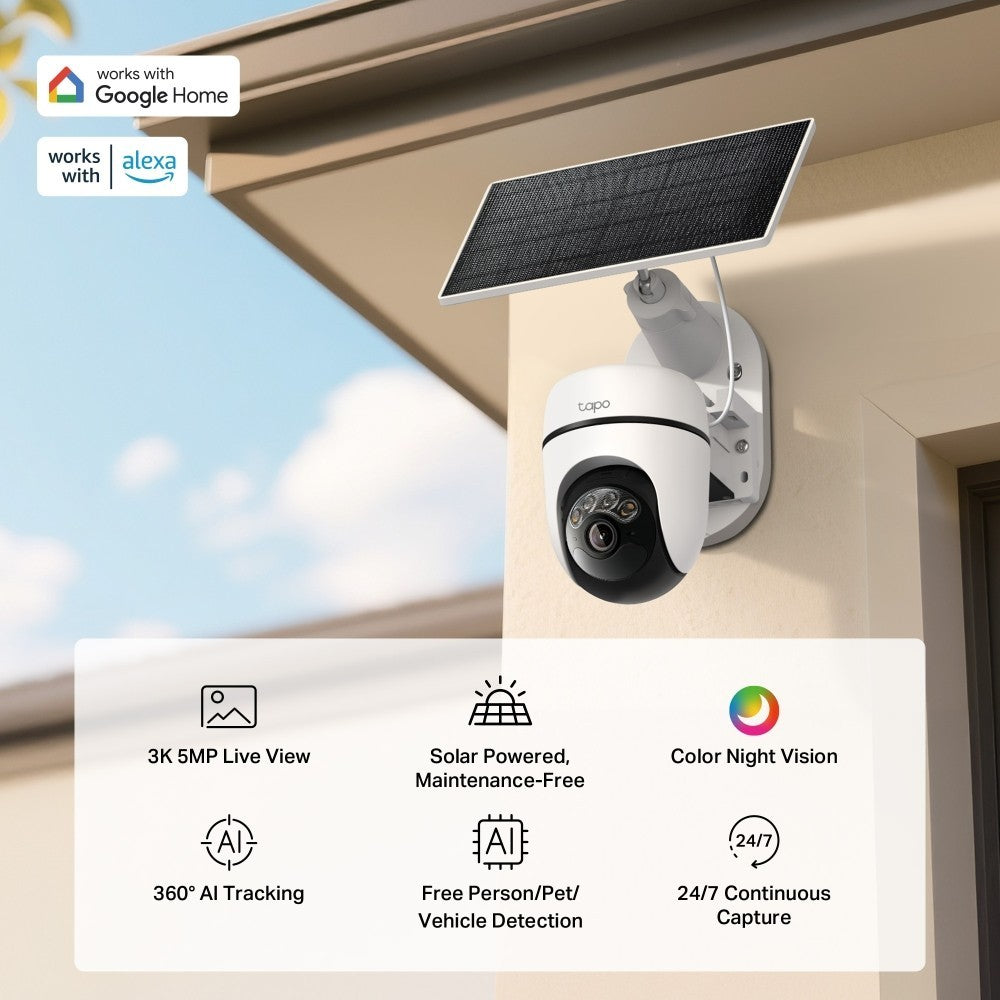 TAPO C630 KIT Solar-Powered Pan/Tilt Security Camera Kit ระบบไร้สาย พร้อมฟีเจอร์ Full-Color