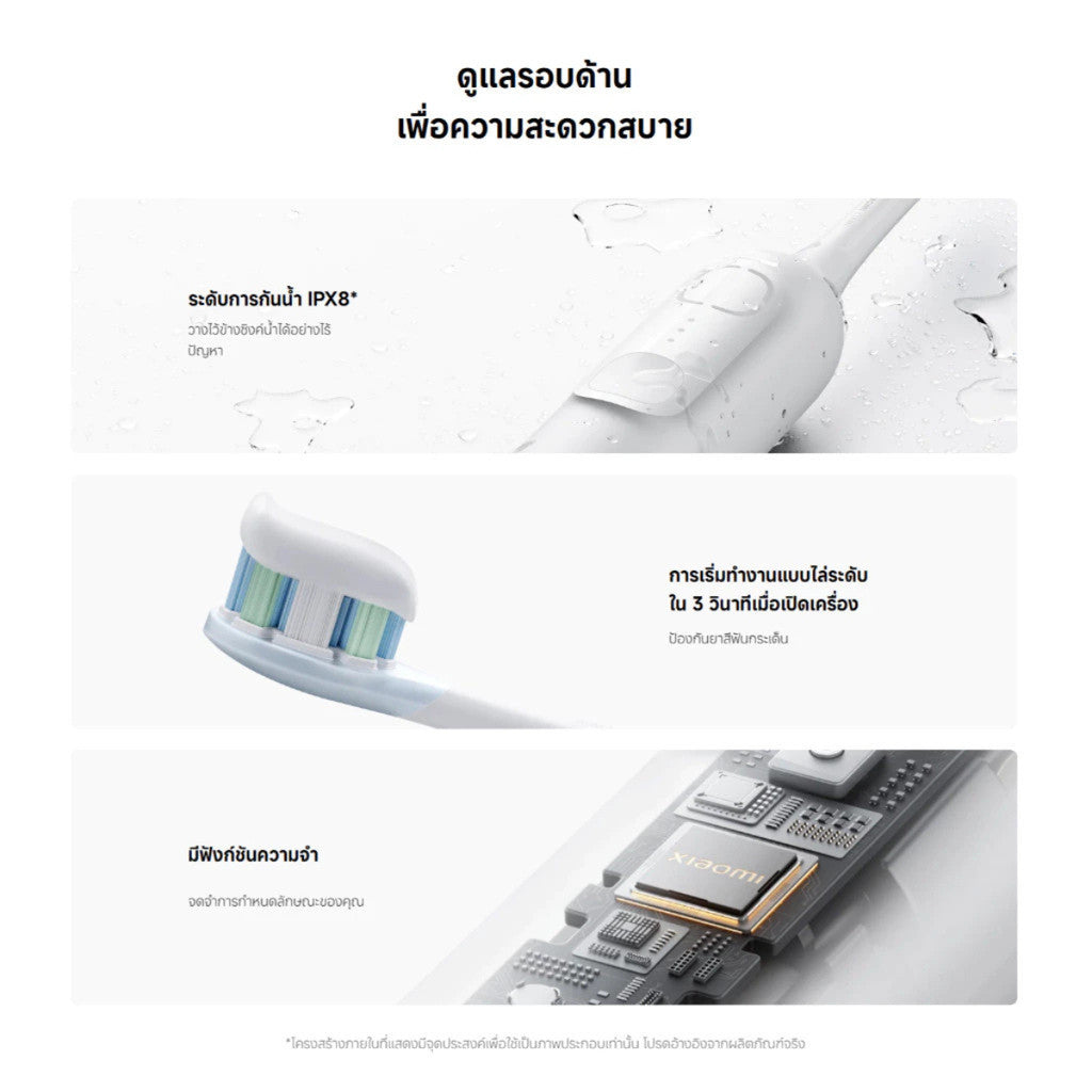 Xiaomi Electric Toothbrush แปรงไฟฟ้า | อายุแบตเตอรี่180 วัน | มอเตอร์สั่นโซนิก | การแสดงข้อมูล 4 ส่วน | IPX8 ศูนย์ไทย