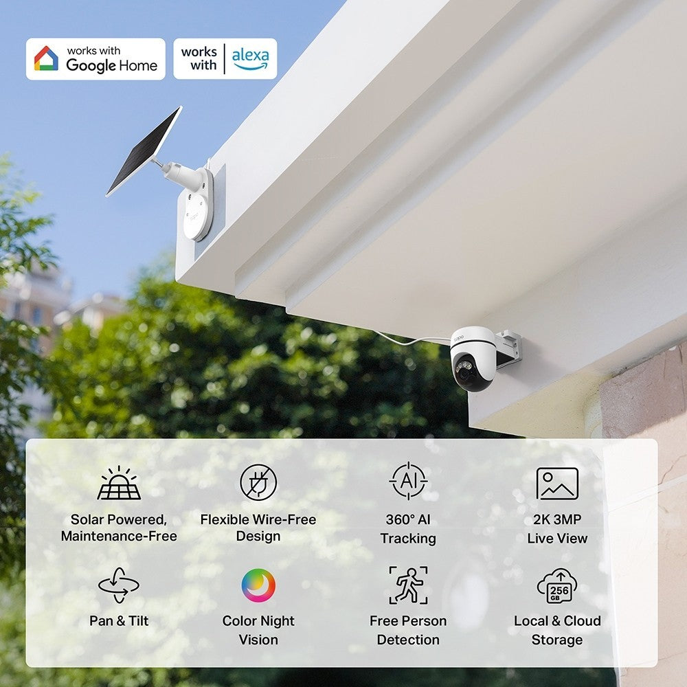 TAPO C610 KIT กล้องวงจรปิด 2K 3MP พร้อมแผงโซลาร์Solar-Powered Pan/Tilt SecurityKit ไม่ต้องใช้เต้ารับ
