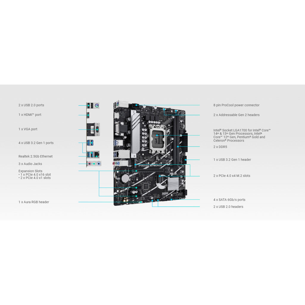 MAINBOARD เมนบอร์ด ASUS PRIME B760M-K D5 LGA 1700 รับประกัน 3 ปี