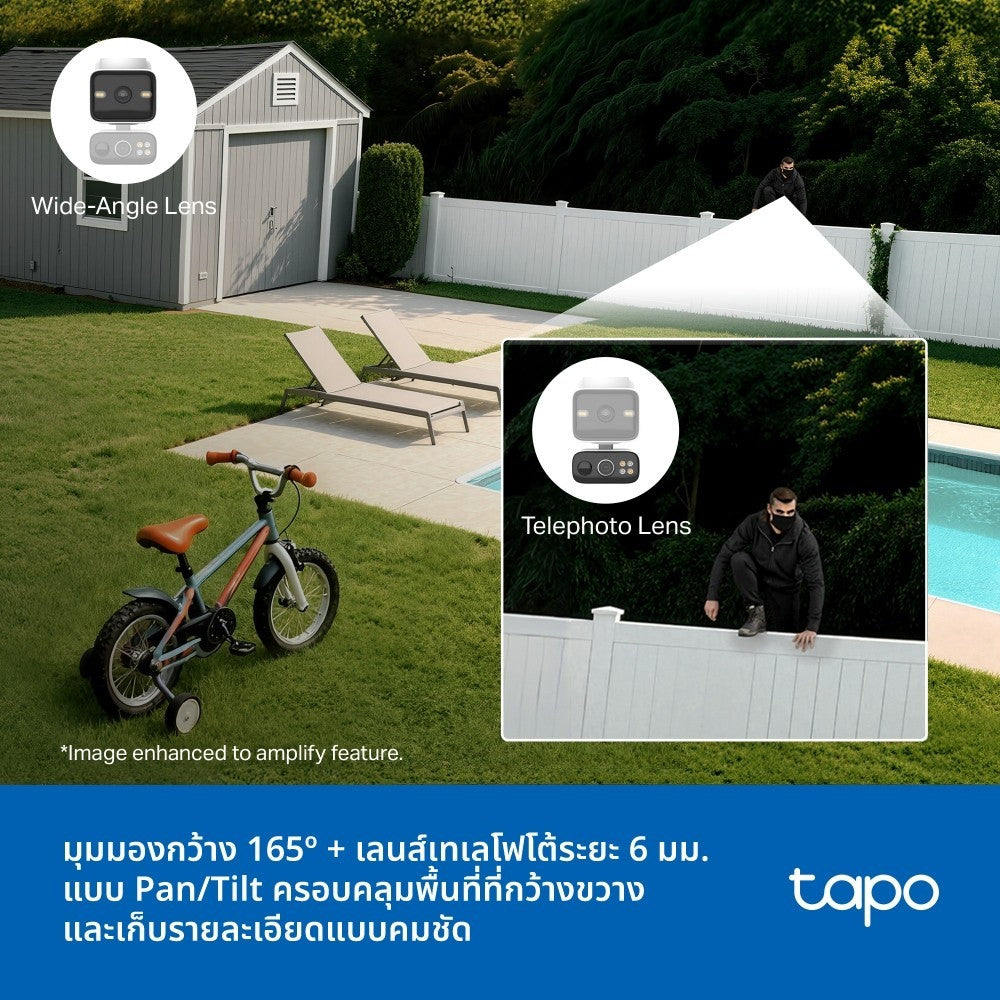 TAPO C645D KIT ชุดกล้องวงจรปิด 2K 3MP แผงโซลาร์ Solar-Powered Dual-Lens Pan/Tilt Security Camera Kit