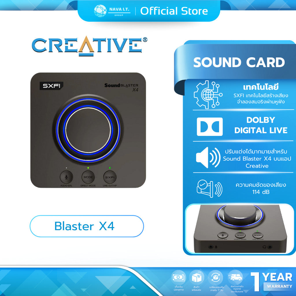 CREATIVE SOUND CARD (ซาวด์การ์ด) SOUND BLASTER X4 EXTERNAL รับประกัน 1 ปี