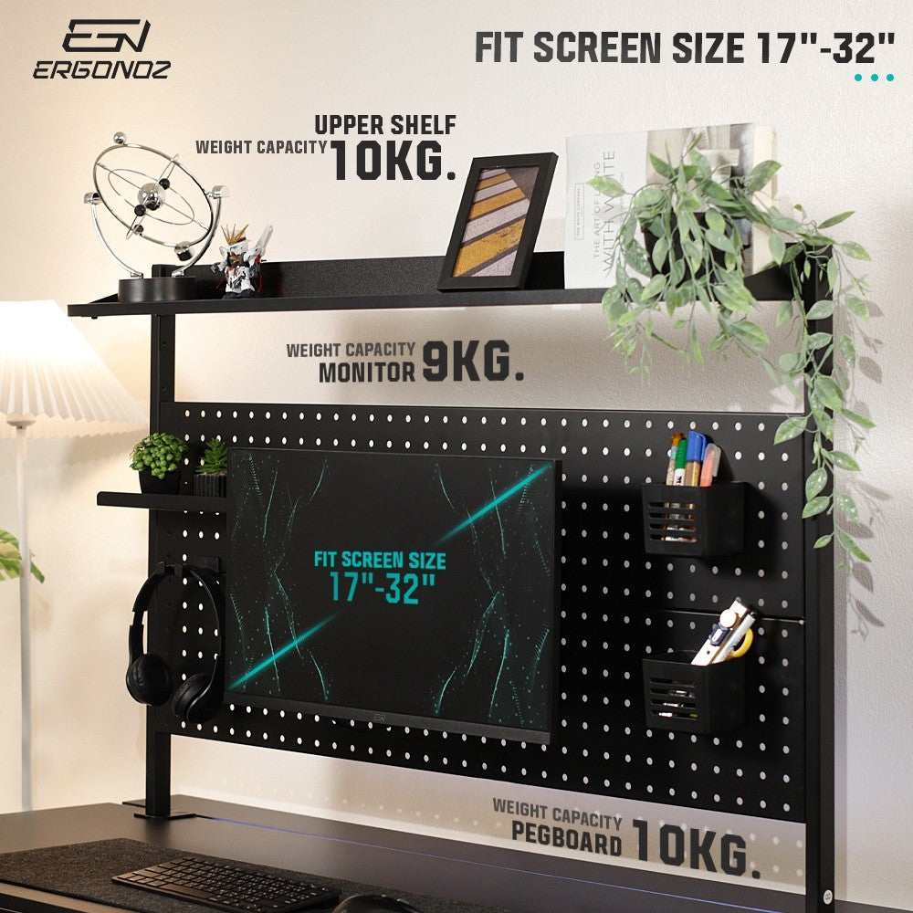 ERGONOZ ชั้นวางของติดโต๊ะ PANEL02 PEGBOARD DIY ขนาด 120 และ 140 cm. รับประกัน 1 ปี
