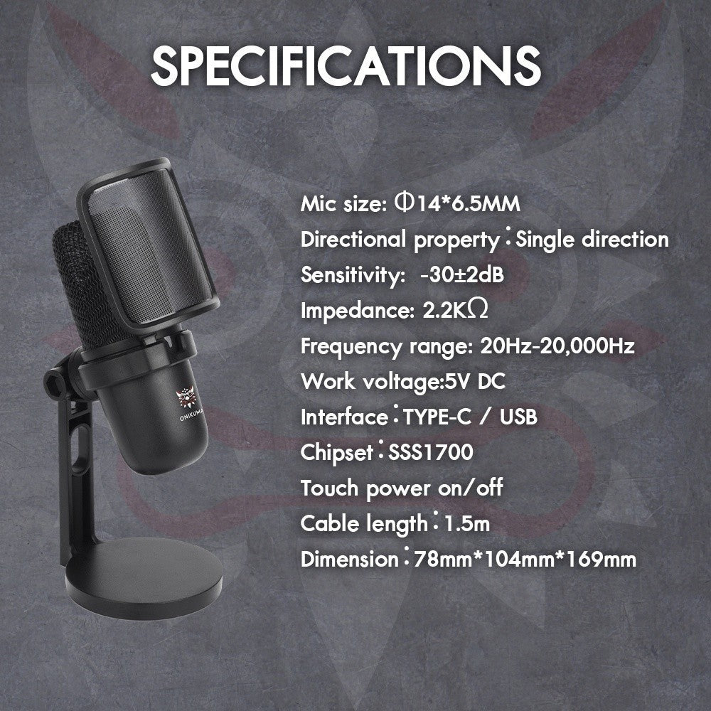 Onikuma Hoko M630 Microphone ไมโครโฟนตั้งโต๊ะ รับประกัน 2 ปี