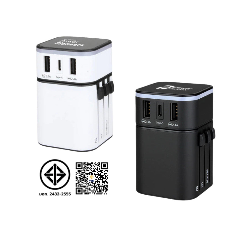 PowerConneX หัวแปลงปลั๊กไฟ Travel Adapter 2-in-1 Combo set PXGA-01-B/W รับประกัน 2 ปี